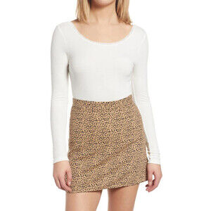 Socialite Women's Lace Trim Long Sleeve Bodysuit Top Scoop Neck In Ivory Size S